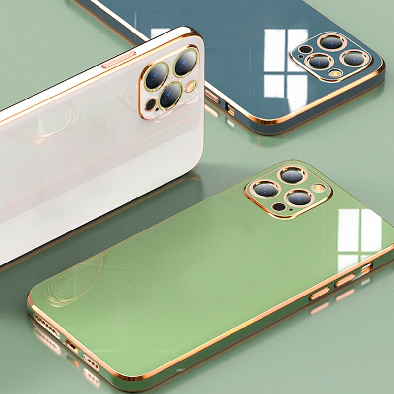Capinha Luxo Borda Dourada Anti Choque para iPhone Cores 2 Vysta®